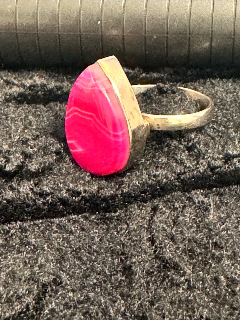 Stunning Pink Agate Teardrop Ring – Solid Sterling Silver - Picture 6 of 9